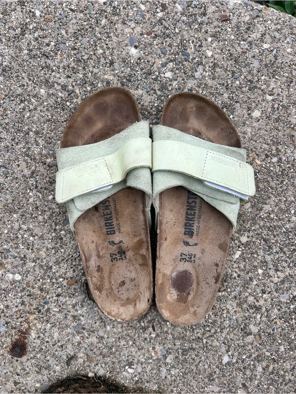 Birkenstock Women's Suede Slide Sandals in Sage Green